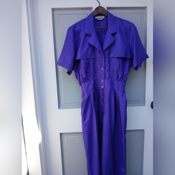 Vintage Joan Walters Purple Jumpsuit Size 14 (Vintage)see Below Sizing - Picture 1 of 10